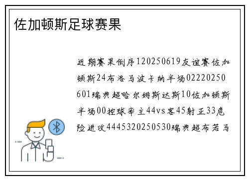 佐加顿斯足球赛果